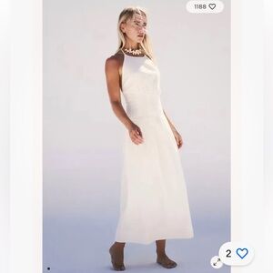 NWT Free People Made For Me Midi Halter Dress  Size Medium Ivory 100% Cotton